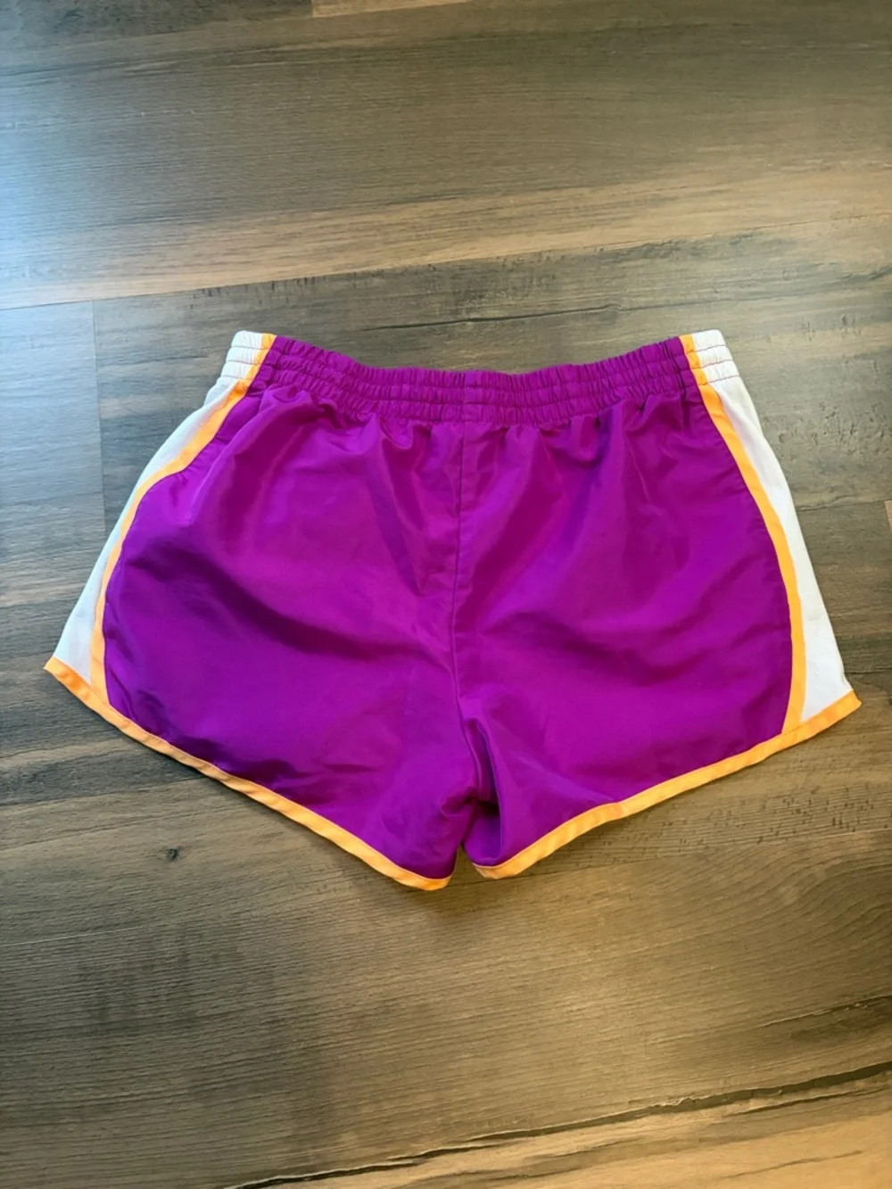 Danskin Now Magenta Athletic Shorts with Yellow Trim and White Panels Womens M